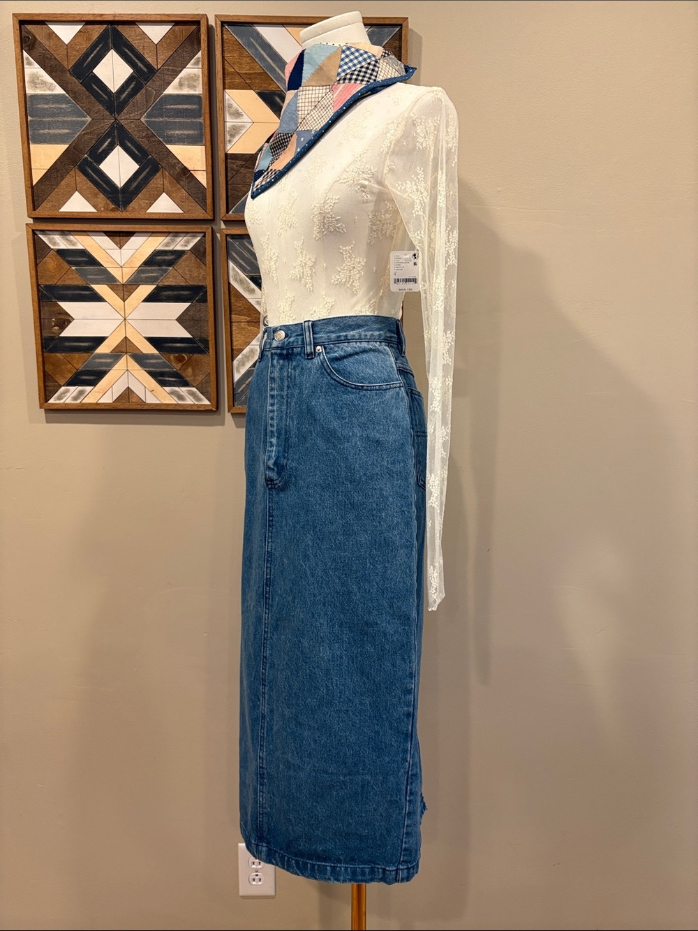 Vintage Ralph Lauren Country 90s Western Long Denim Jean Skirt size 6 - Picture 3 of 12